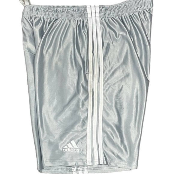 Adidas Iconic 3 Stripe Light Grey Icinic Athletic Gym Athletic Shorts Basketball - Picture 2 of 3